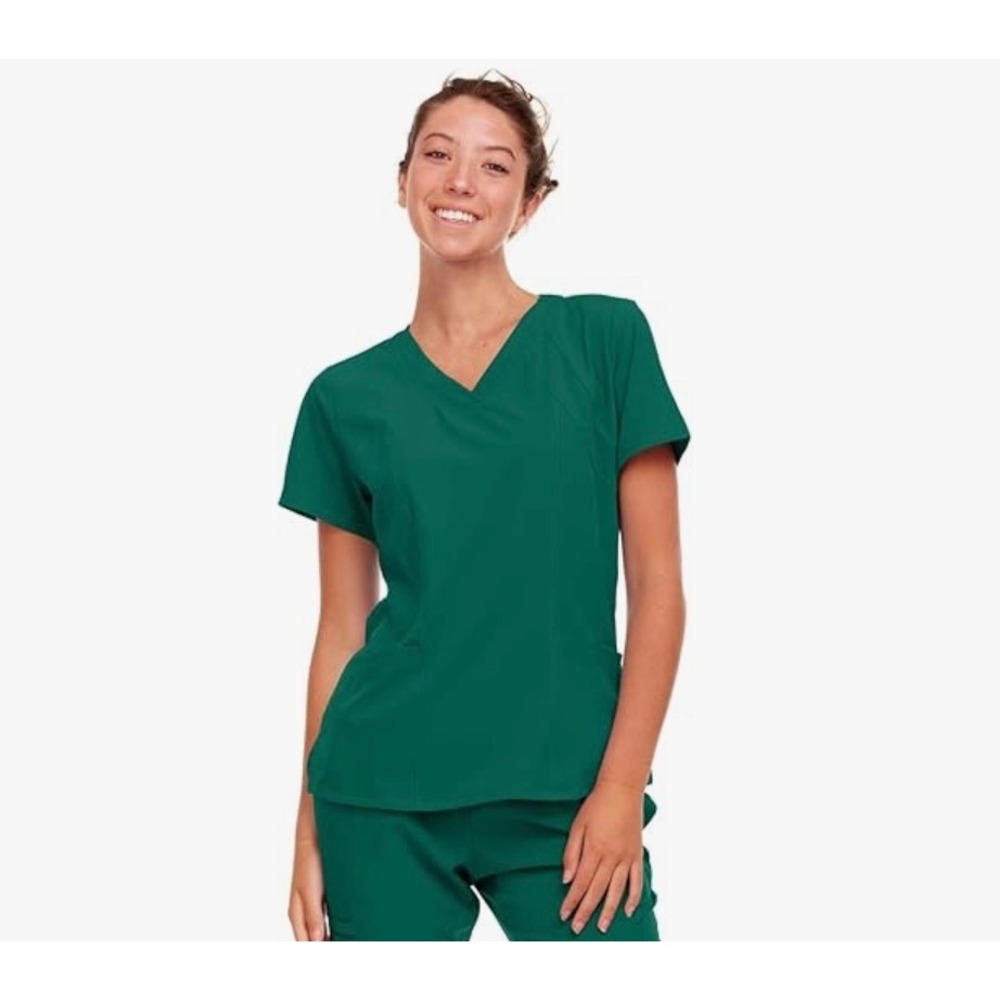 NEW Natural Uniforms 2X Green Scrub Top Modern Fit Cool‎ Stretch Medical